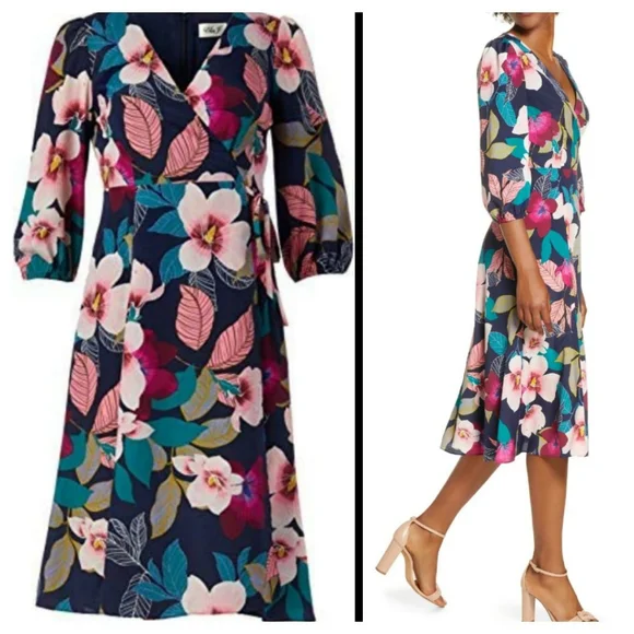 Floral Faux Wrap Dress - Picture 2 of 8